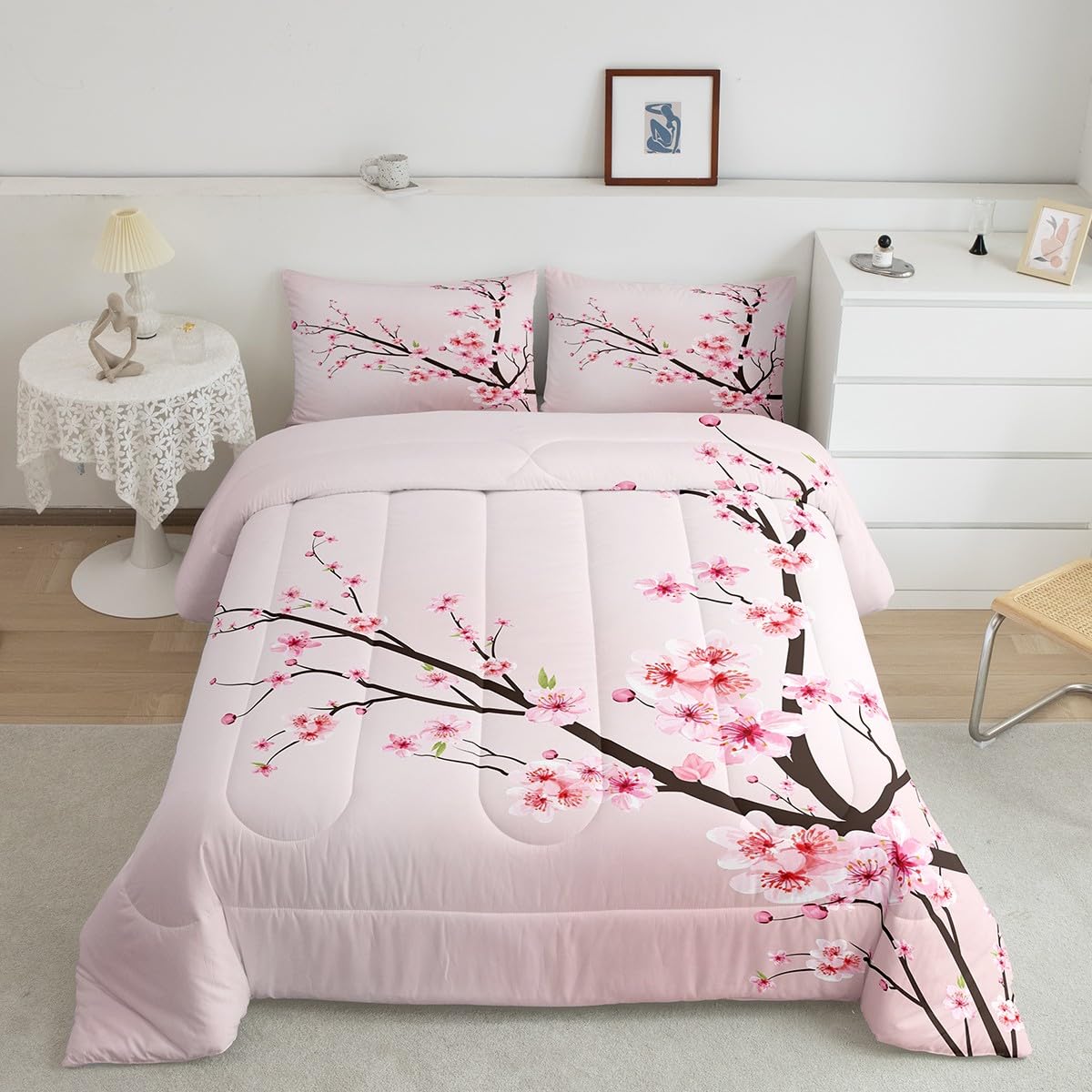 Amazon.com: Feelyou Girls Japanese Cherry Comforter Set Full Size